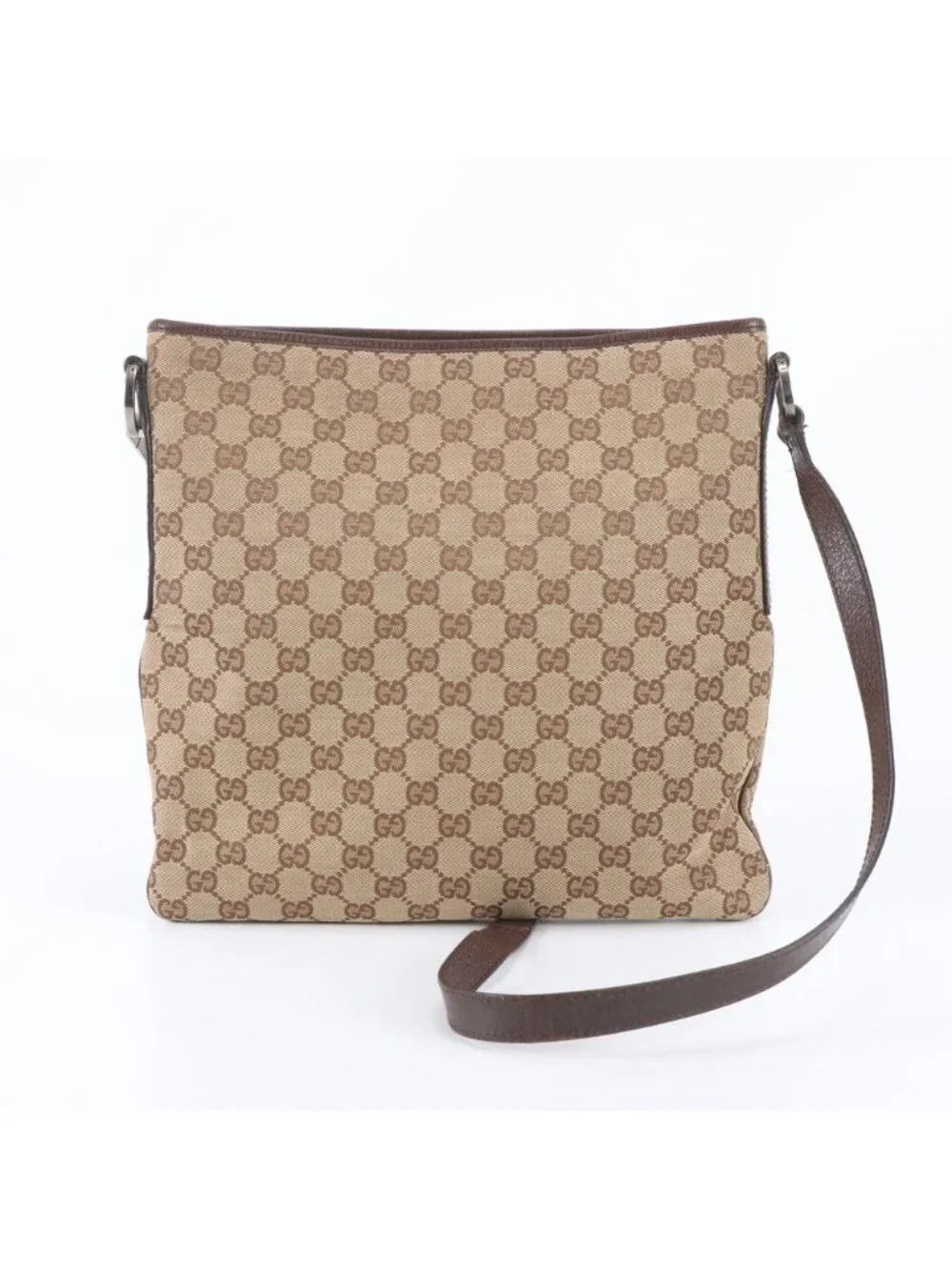 Gucci GG Canvas Leather Shoulder Bag Crossbody Messenger Business Brown